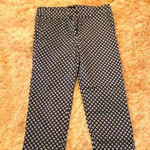 Navy and white Diamond pattern crop dress pant
